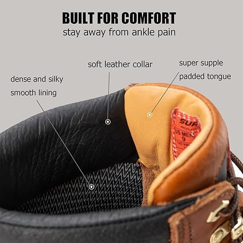 Miniatura 3 de SUREWAY 6" Men's Heavy Duty SoftCompositeSteel Toe Work BootsShoes for Men,Goodyear Welt Comfortable Durable Construction Boot,Superior