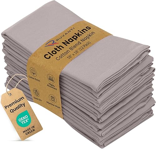 Miniatura 31 de Ruvanti - Juego de 12 servilletas de tela, servilletas de 45 x 45 centímetros lavables, suaves, duraderas, absorbentes, mezcla de algodón.