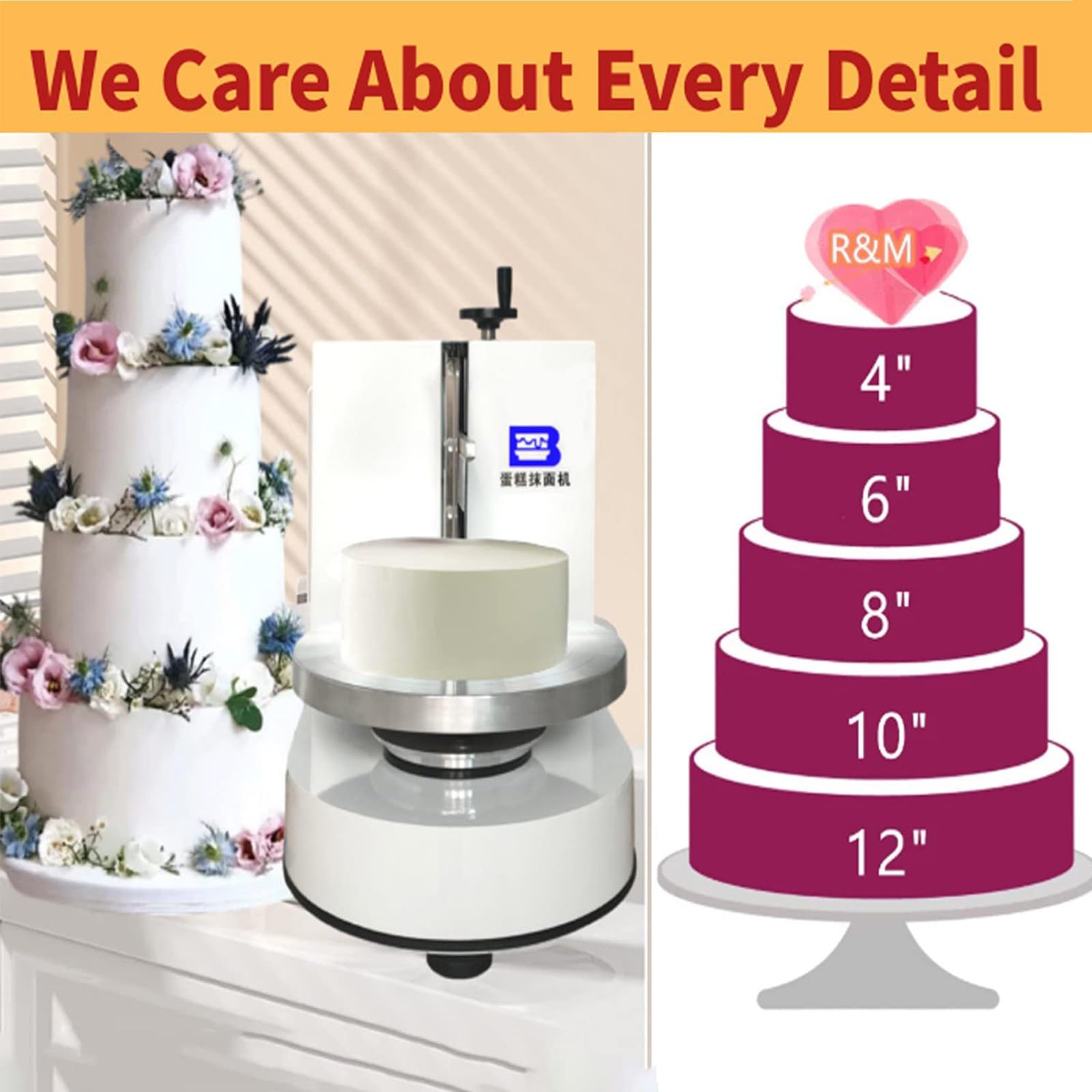 Machine à glaçage automatique de gâteau 10,2 à 30,5 cm, lisseur de crème de gâteau d'anniversaire pour décoration, épandeur de crème à pain et outil de décoration
