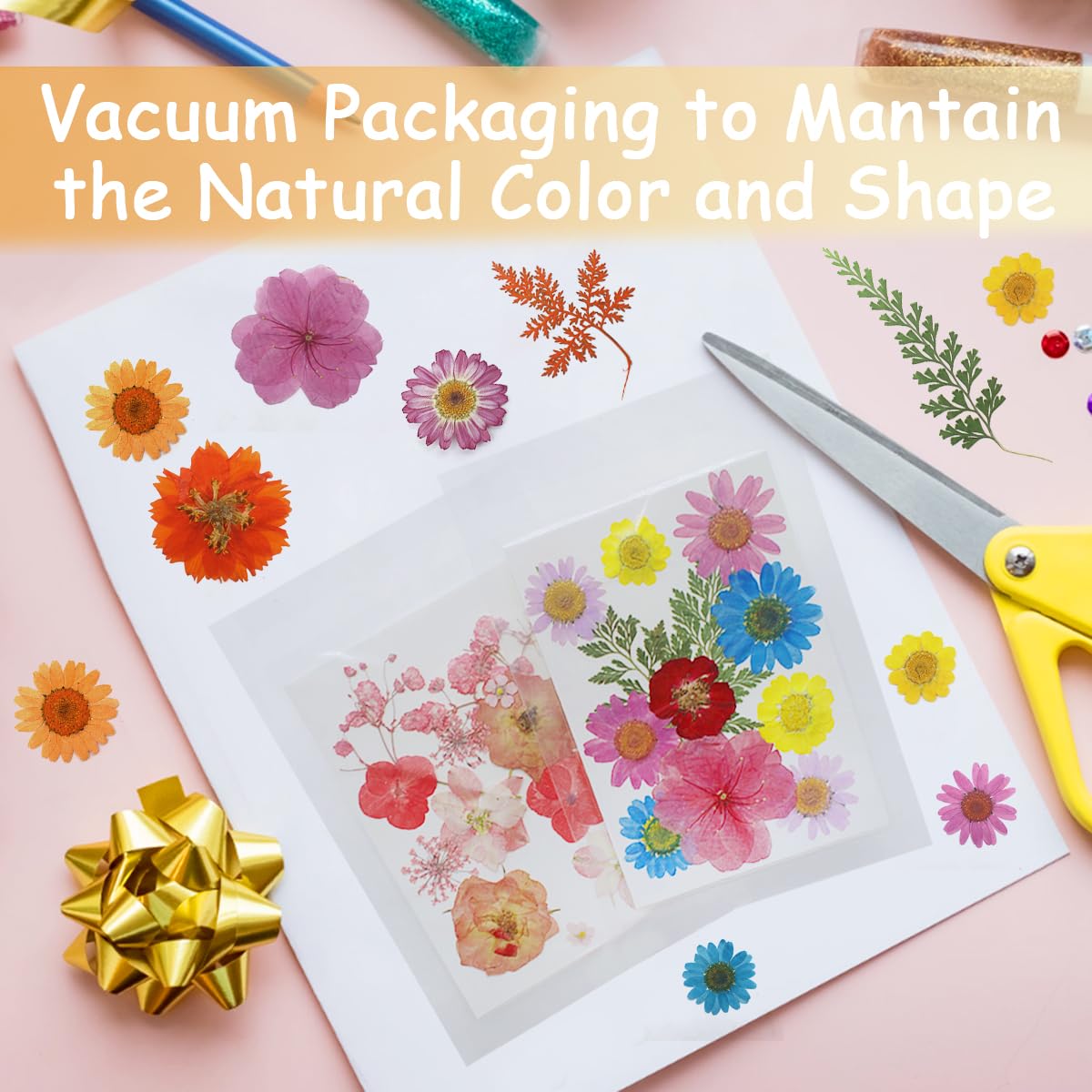 Cinvo 48 Pcs Real Dried Pressed Flowers and Leaves Natural Dried Petals Greenery with Tweezer for Candle Resin Jewelry Soap Nail Pendant Phone Case Crafts Making Floral Decors DIY Embellishments - Image 4
