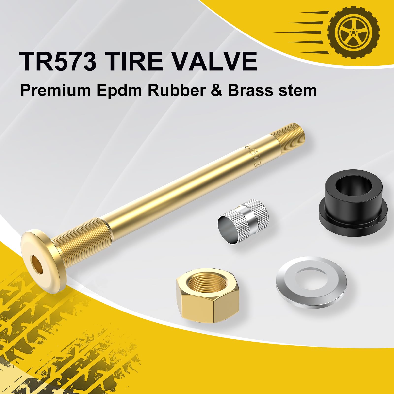TR573 - Vástago de válvula de neumático de camión de latón Comercial 4-3/8 para llanta de 15,7 mm + 0,3 mm, con vástago de válvula de latón y núcleo de válvula, Paquete de 10