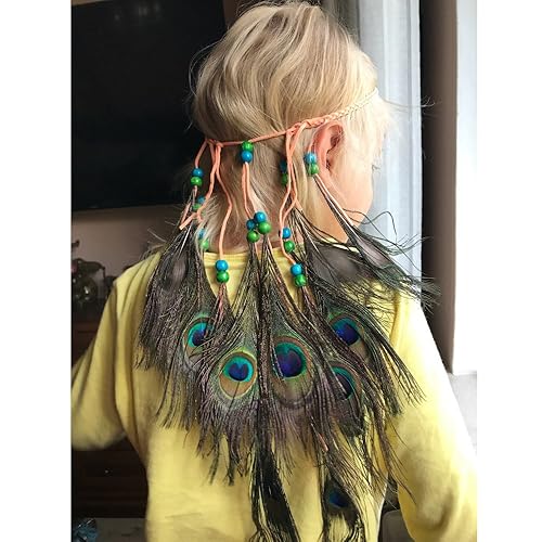 Miniatura 3 de AWAYTR Extensión de plumas hippie para el cabello, corona de plumas bohemias, diadema elástica para festival gitano, accesorios para el cabello