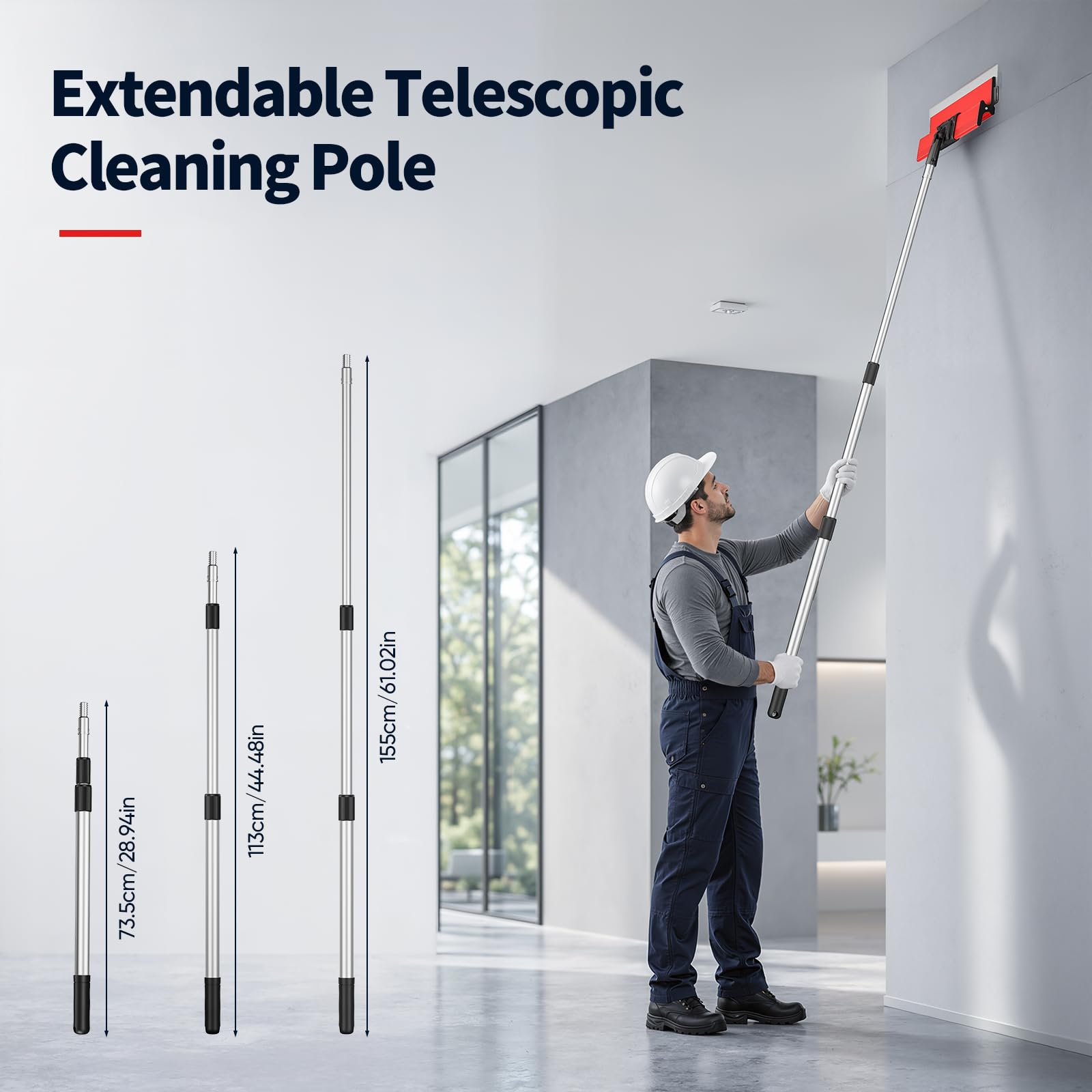 Espatula masilla kit 9 piezas 60 cm con rodillo y mango telescópico