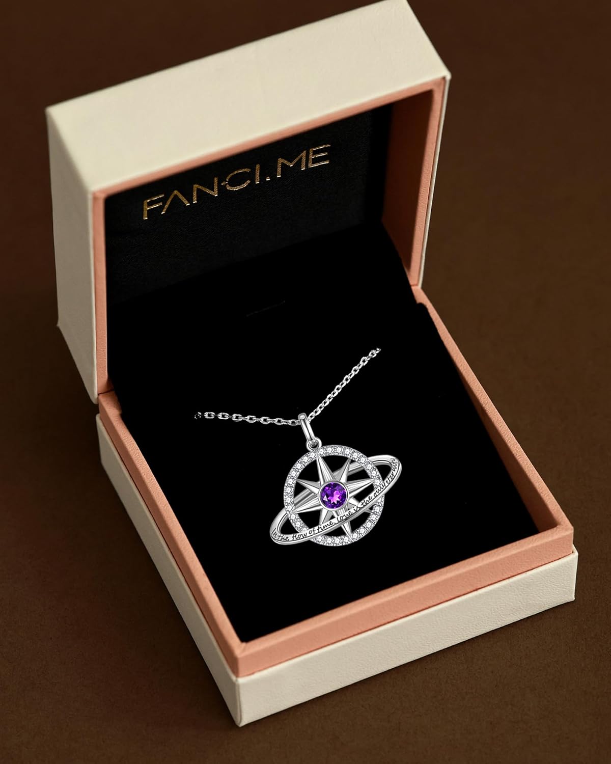 FANCIME Stellar Promise Birthstone Necklace for Women White Gold Plated Sterling Silver Planet Star Pendant Fine Jewelry Anniversary Birthday Mothers Day Gifts for Women Wife Friend Her - Image 6