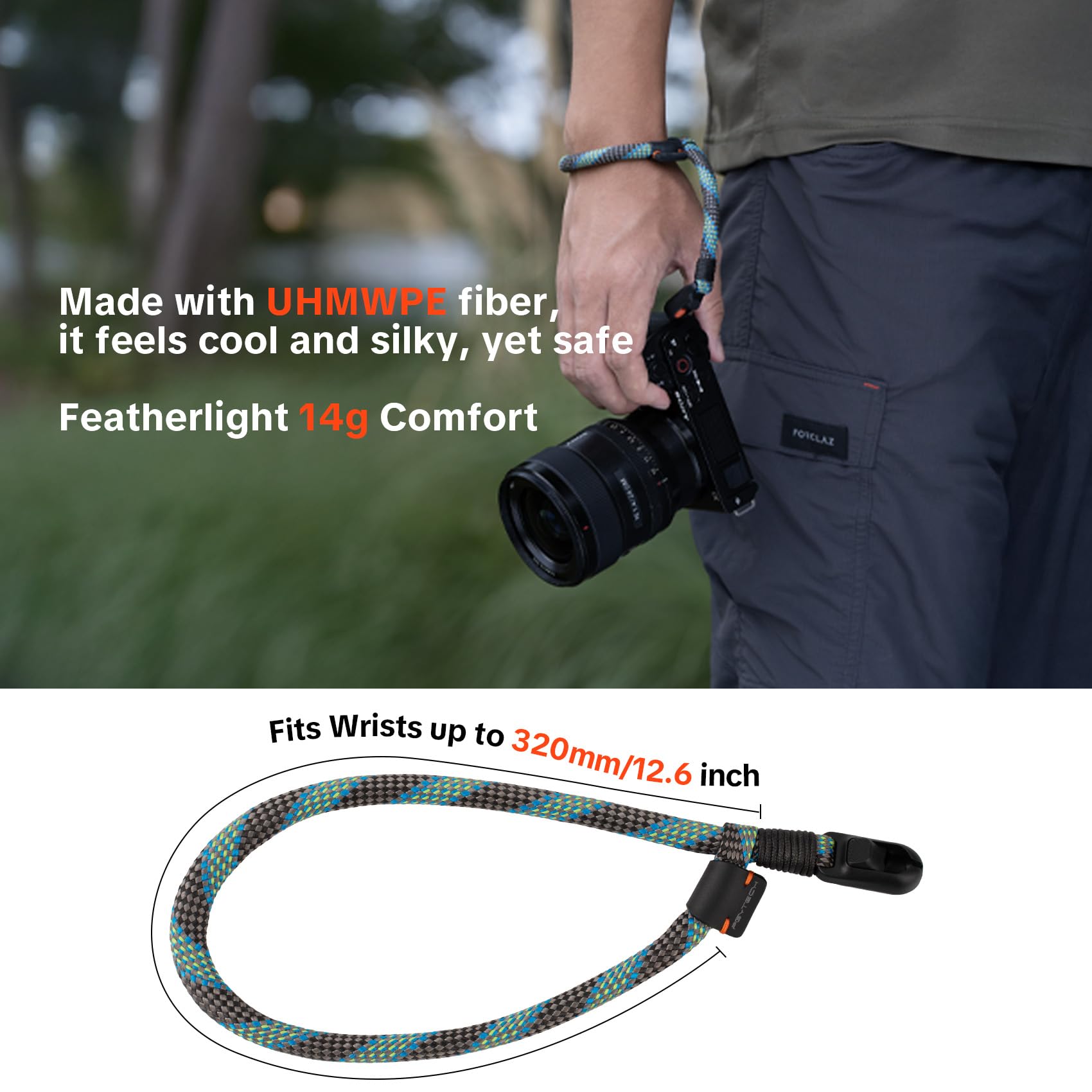 PGYTECH Kamera Handschlaufe Slim Schnellverschluss Verstellbarer für Kompakt/System/Sofortbild Kameras Handykette, Kompatibel mit Sony RX100/Canon G7X/Ricoh GR/Leica/Fujifilm, Outdoor Stil