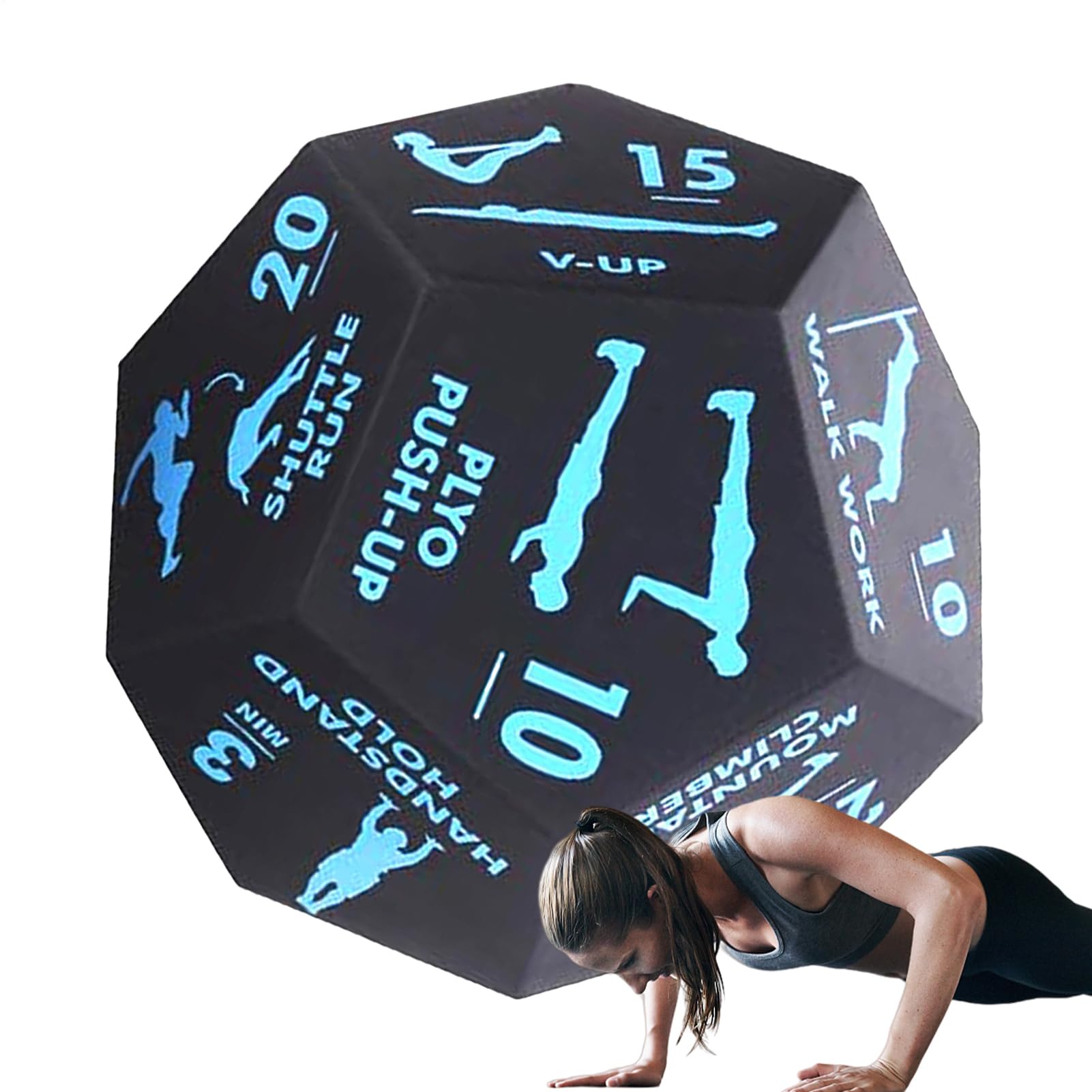 Fitness Dice | Cubo de entrenamiento para gimnasio en casa y ejercicios deportivos, accesorios deportivos para entrenamiento en casa con sentadillas, estocadas, ejercicios de estiramiento y yoga