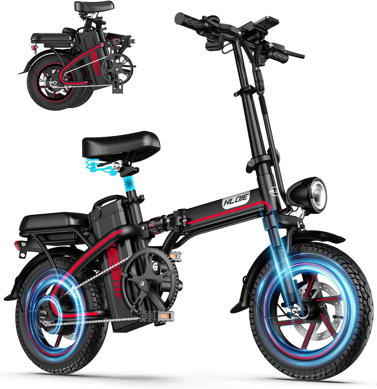 Folding Electric Bike for Adults, 500W Motor, 25MPH Max Speed Ebikes, 48V 17AH Removable Battery, Up to 42 Miles, 14″ Fat Tire, Multi-Shock Absorption Electric Bicycles for Women, Men Folding Electric Bike for Adults, 500W Motor, 25MPH Max Speed Ebikes, 48V 17AH Removable Battery, Up to 42 Miles, 14″ Fat Tire, Multi-Shock Absorption Electric Bicycles for Women, Men