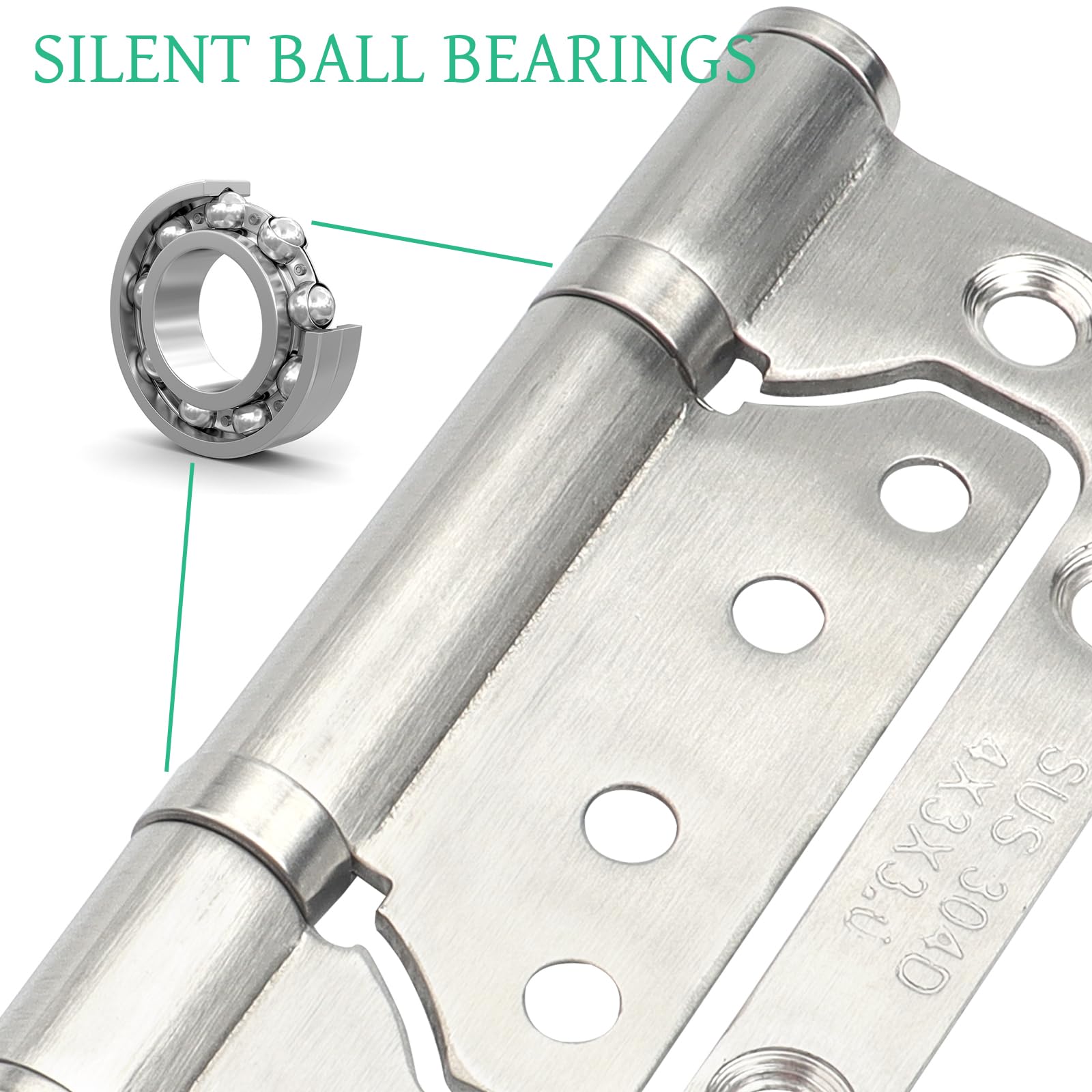 YGNNBC 8PCS Recessed 304 Stainless Steel Door Hinges丨8Pcs 72 x 105cm with Screws, 4 Inch Hinges, Ball Bearing Hinges - Image 4