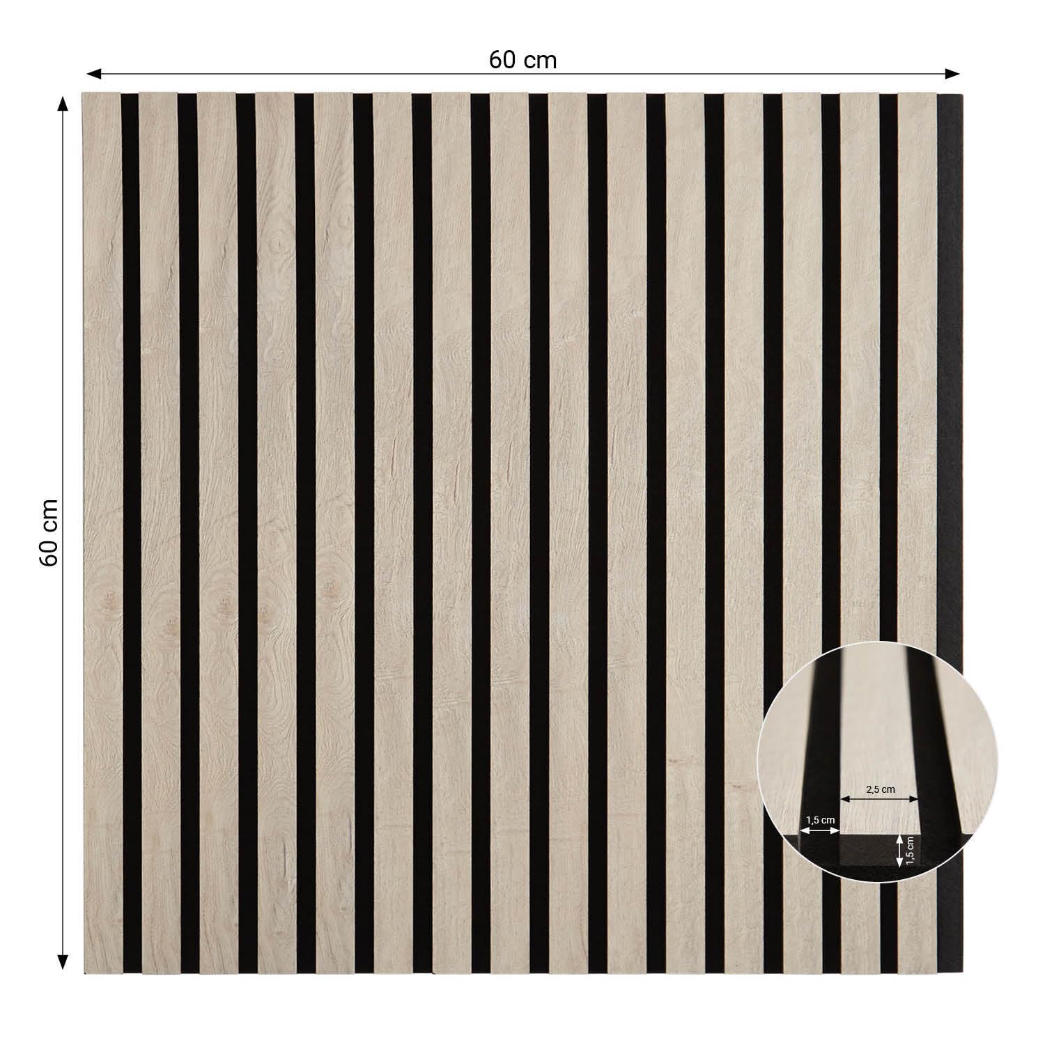 Homestyle4u 2661, panele akustyczne 60 x 60 cm panele ścienne szare okładziny ścienne wewnątrz 2 panele ściana drewno panele dekoracyjne MDF