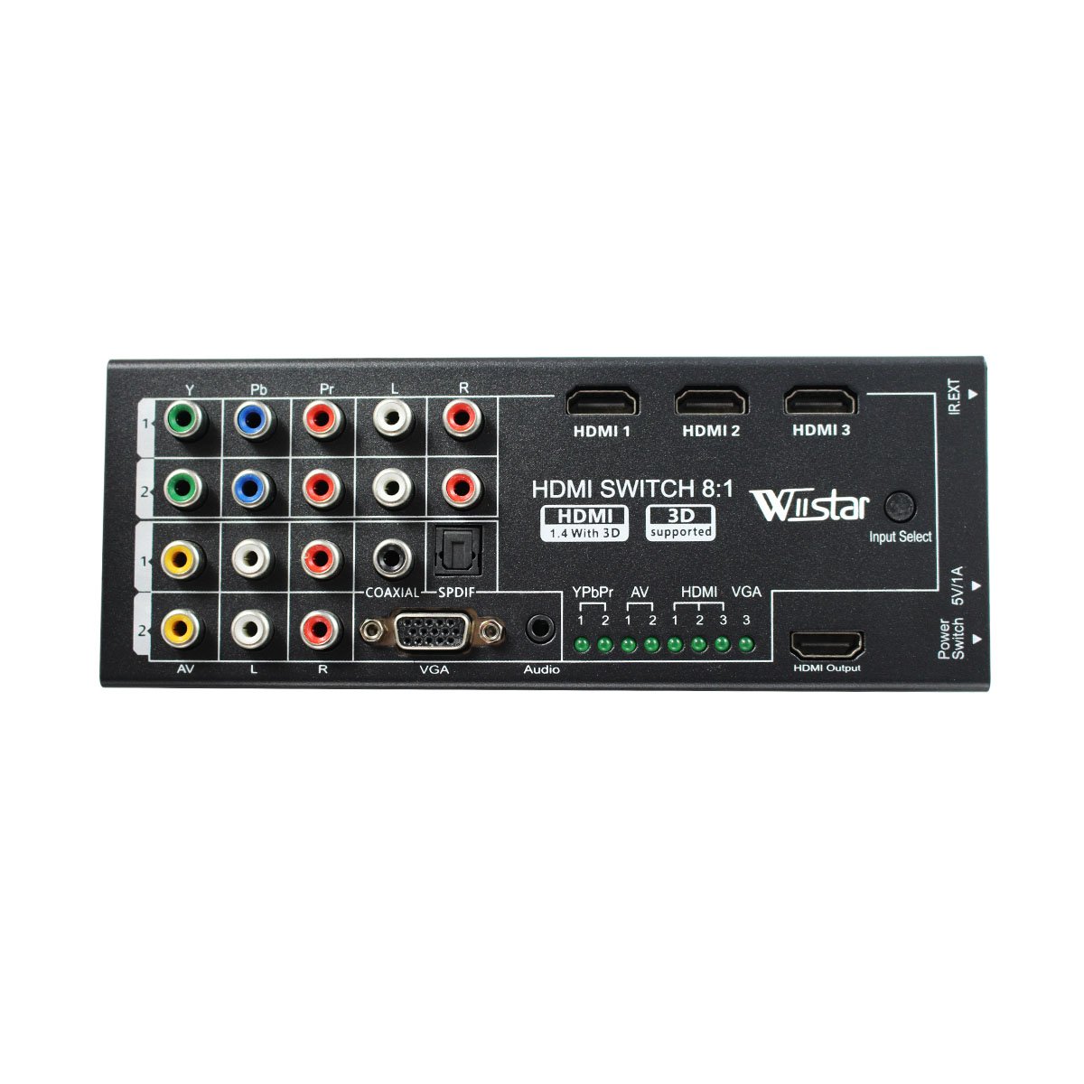 Wiistar Convertitore HDMI multifunzione Switch 8 ingressi a HDMI+COAXIAL+SPDIF Supporto uscita 3D e suono surround per HDTV 1080P