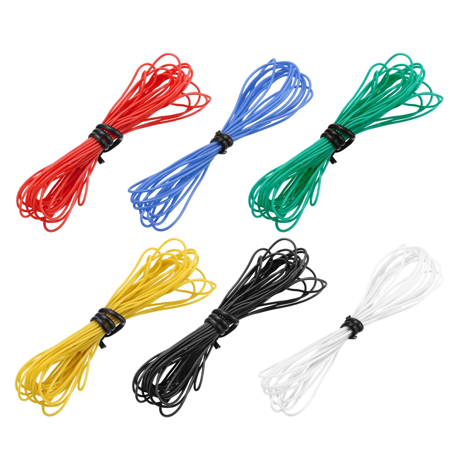 sourcing map 30AWG kabel elektryczny 3 m, drut pleciony, silikonowy, ocynkowany drut miedziany, każdy 0,05 mm², solidny przewód elektronika do modeli RC, lamp gospodarstwa domowego, 6 kolorów