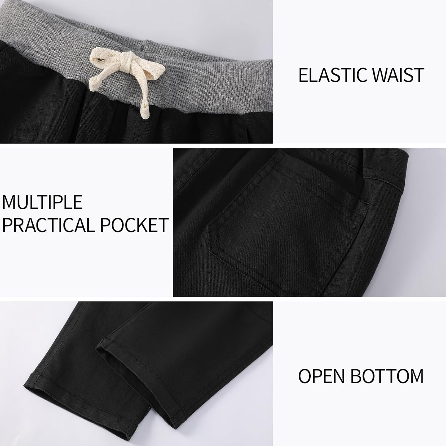 Boys School Uniform Jogger Pants Kids Stretch Drawstring Joggers with Pockets Toddler Pull-on Pants(2-12Years) - Image 4