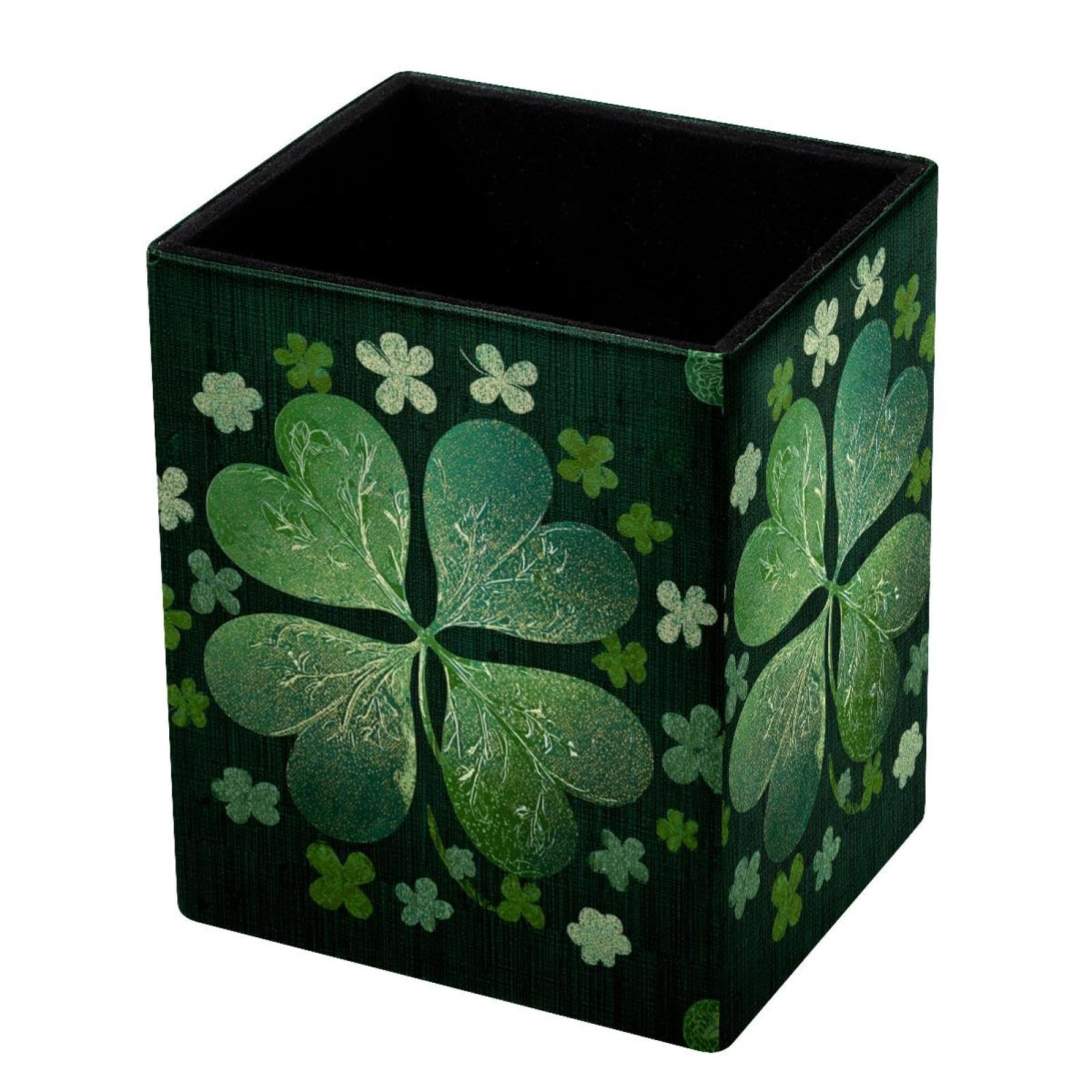 VAPOKF Pencil Holders for Desk, Shamrock Printed Pen Holders Pen Pot Makeup Brushes Storage Desktop Stationery Supplies Organiser for Home Office