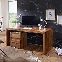 Corte Clasico Wooden Office Table for Work from Home | Computer/Laptop Workstation Gaming Desk | Solid Wood | Desk with 3 Drawer Storage |Sheesham | Honey Oak (Natural Finish)