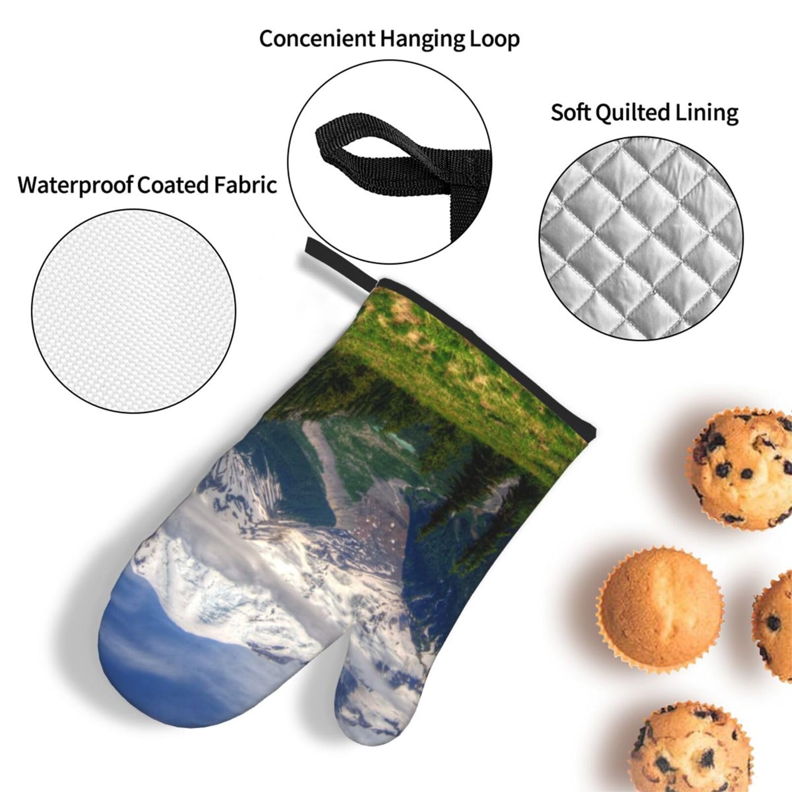 Lot De 2 Gants/mitaines De Cuisine En Silicone (gauche) - Motif Paysage Japonais - Résistants à La Chaleur