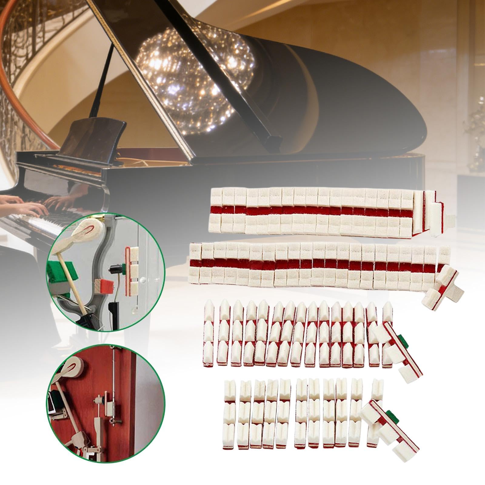 Kit di Riparazione per Pianoforte Verticale Da 72 Pezzi: Teste di Smorzatori di Ricambio, Parti Del Meccanismo, Spessori di Smorzamento E Accessori Ad, 70pcs