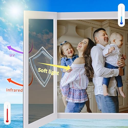 Miniatura 2 de Lámina Filmgoo para ventana, de una sola vía, tratamiento de tinte de espejo para privacidad diurna, vinilo de control de calor y rayos UV, bloqueo