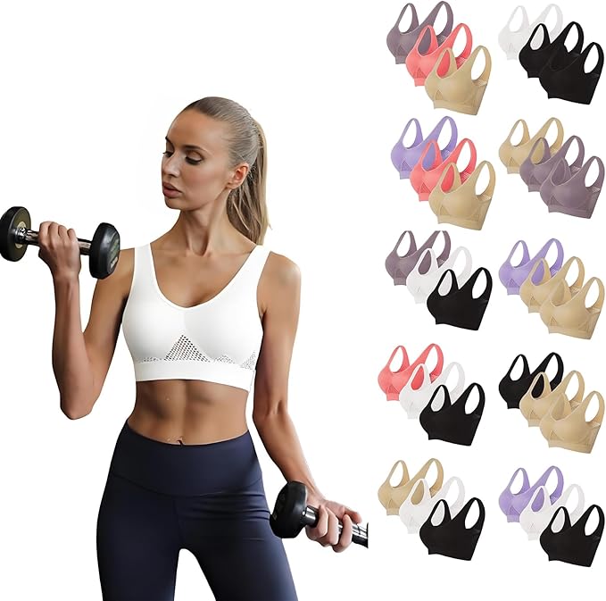 FPMLUXLL 3pc Sports Bras for Women Plus Size Running Workout Yoga Wireless Bras High Support Seamless Push Up Bralettes