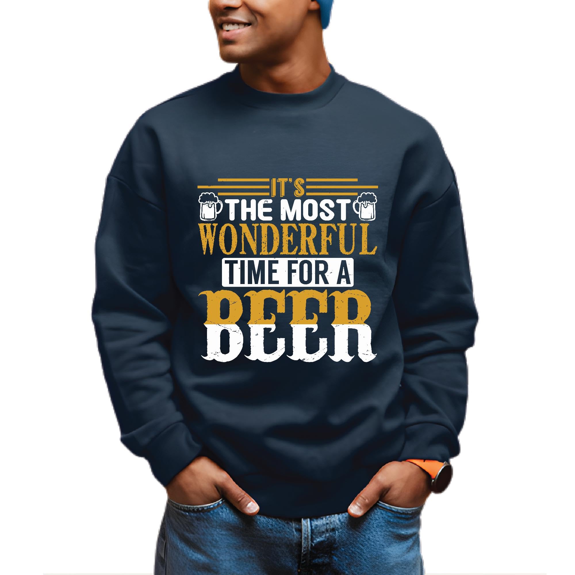 Enjoy Celebratory Beer Perfect Gift for Beer Lovers Navy Black Muticolor Unisex Sweatshirt