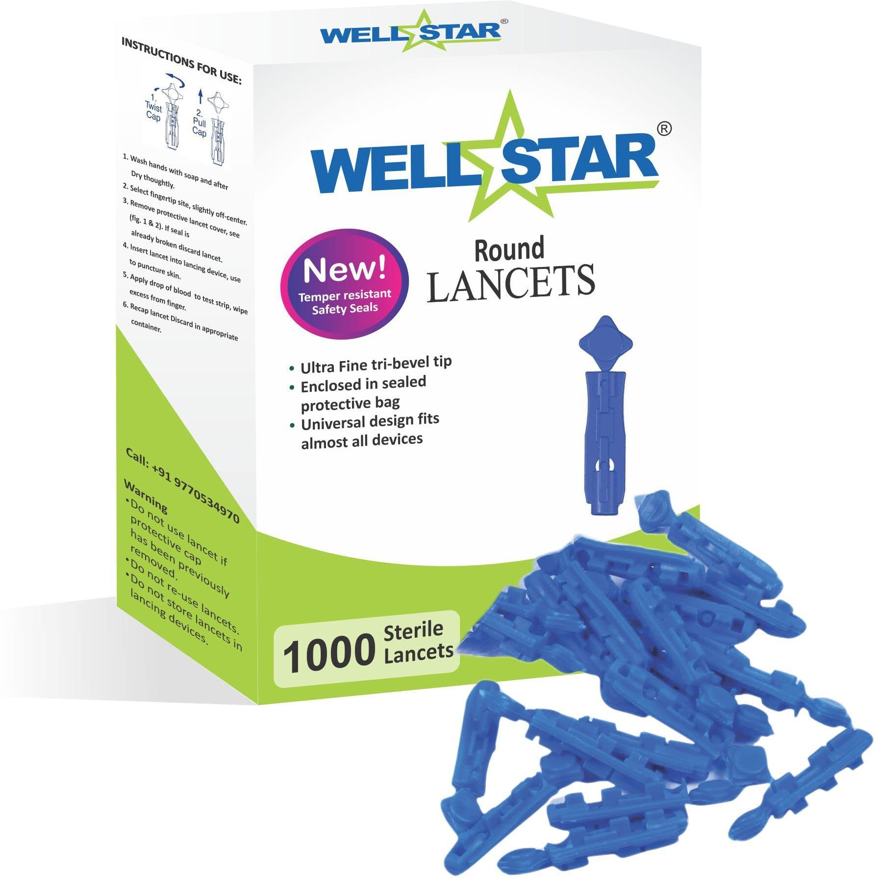 1000 ROUND LANCETS BLUE COLOR Glucometer Lancets Glucometer Lancets (1000)-image-23