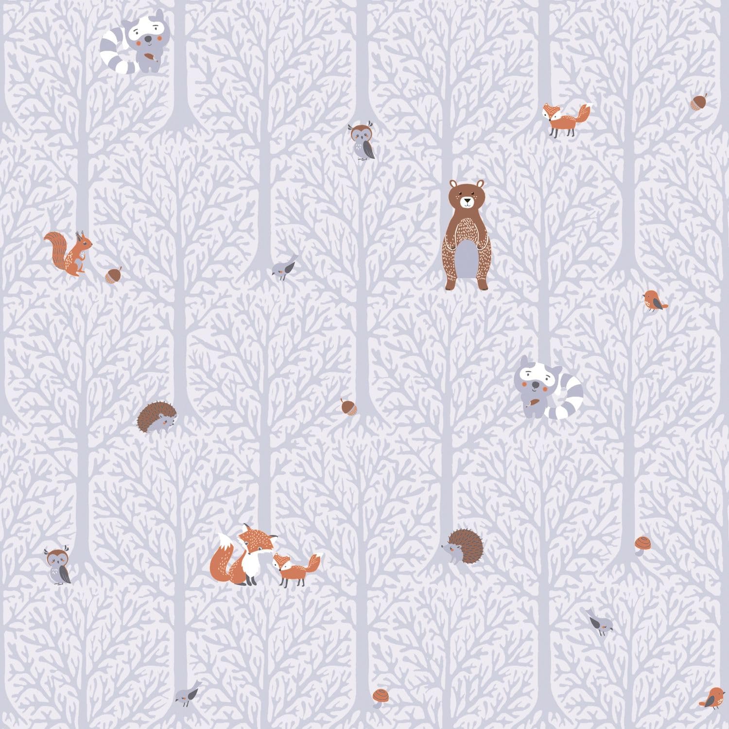 Papier peint forêt intissé facile à poser gris orange Profhome