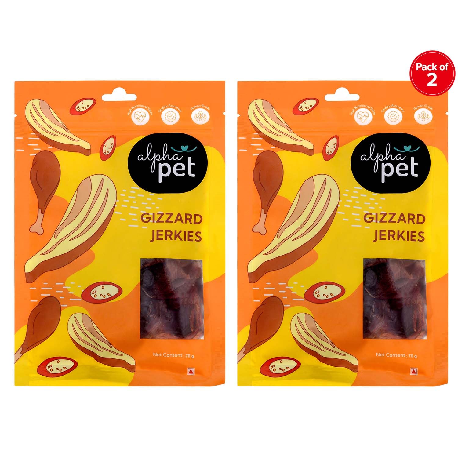ALPHAPET All Life Stages Gizzard Jerkies - Wholesome 70 Grams Treats for Pooches - Pack of 2 (B0CZTX1WRB) Amazon Price History, Amazon Price Tracker