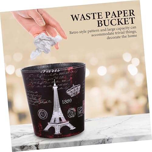Miniatura 4 de Holibanna Bote de basura europeo de 13 galones con tapa, papelera decorativa para dormitorio, basura, torre Eiffel, papelera de metal con tapa,