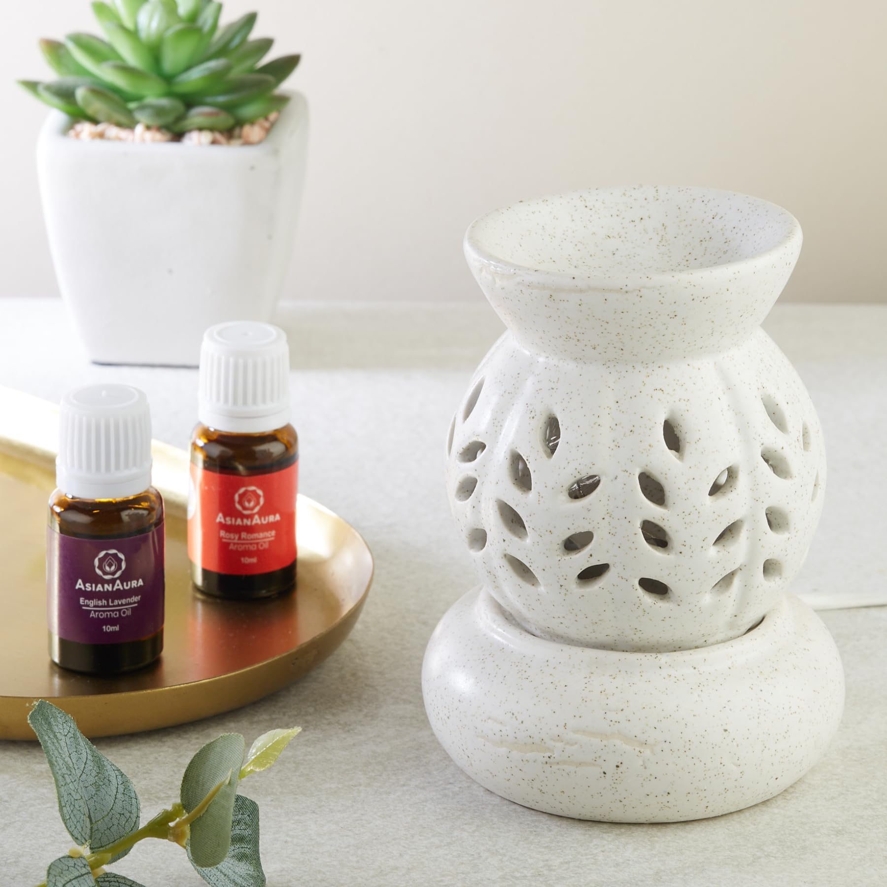 Asian Aura Aroma Diffuser for Home Fragrance| Aroma Burner for Aromatherapy| Home Decor| Aroma Oil Warmer Electric Ceramic Diffuser for Room Fragrance (Round)