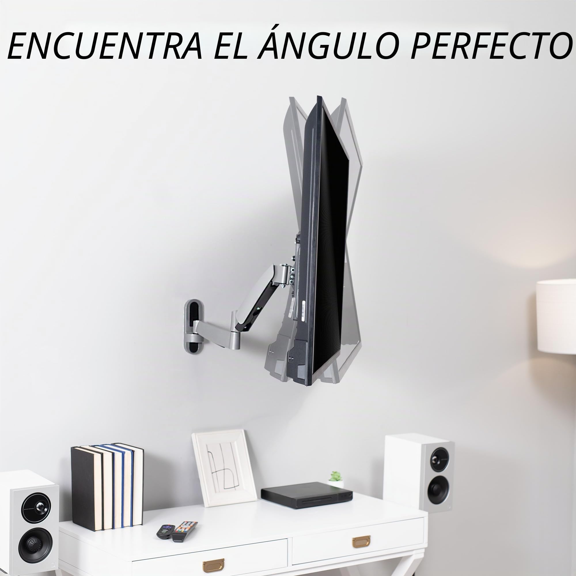 Vivo Soporte de Pared para TV con Pantalla de Plasma LED LCD de 26 a 55 Pulgadas, Altura Ajustable, Resorte neumático Totalmente articulado, Plateado, MOUNT-VW04G