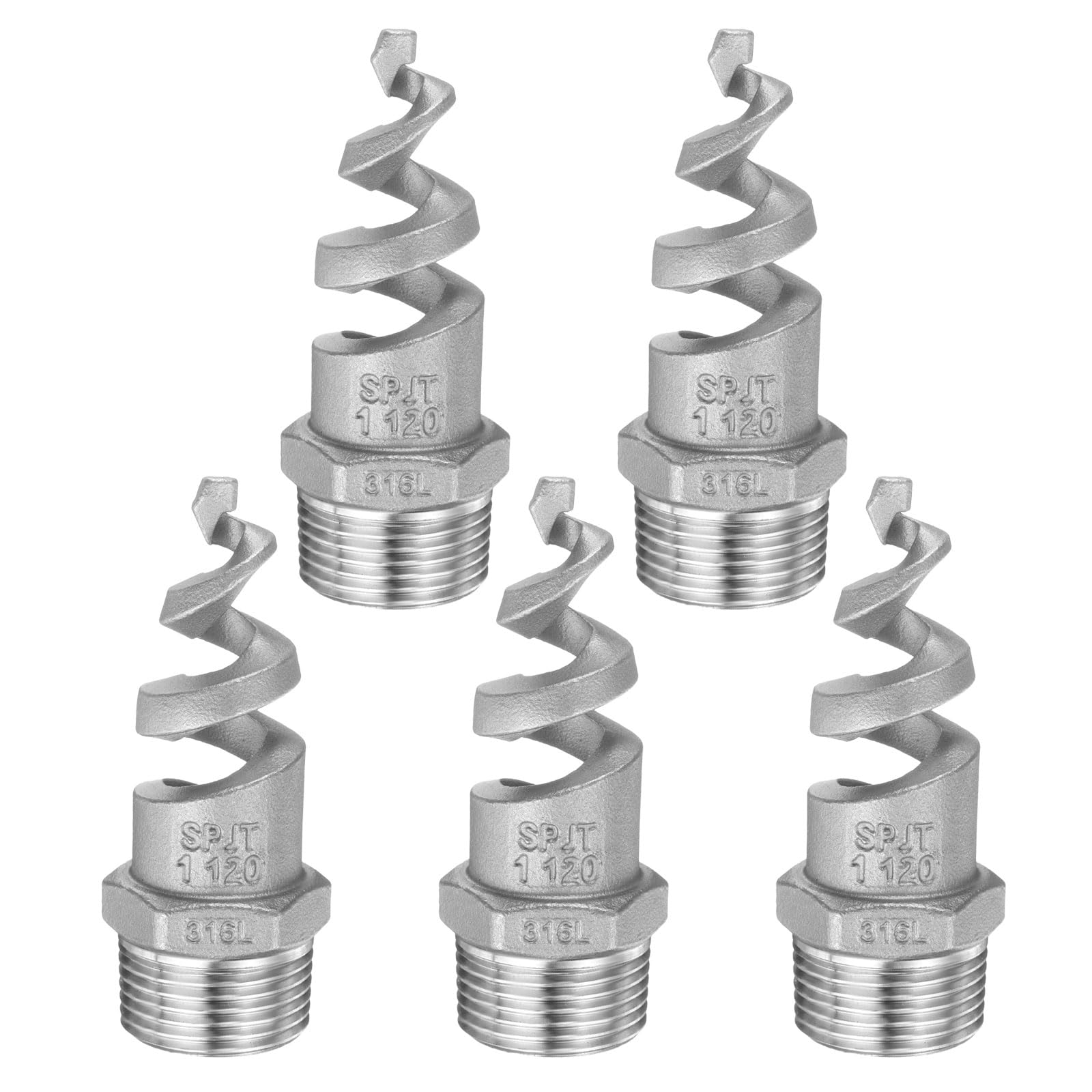 sourcing map 5 ugelli a spirale conici, PT maschio da 2,5 cm, in acciaio inox 316L, per rimuovere la polvere, spruzzatore atomizzatore, irrigatore per irrigazione da giardino, raffreddamento a gas