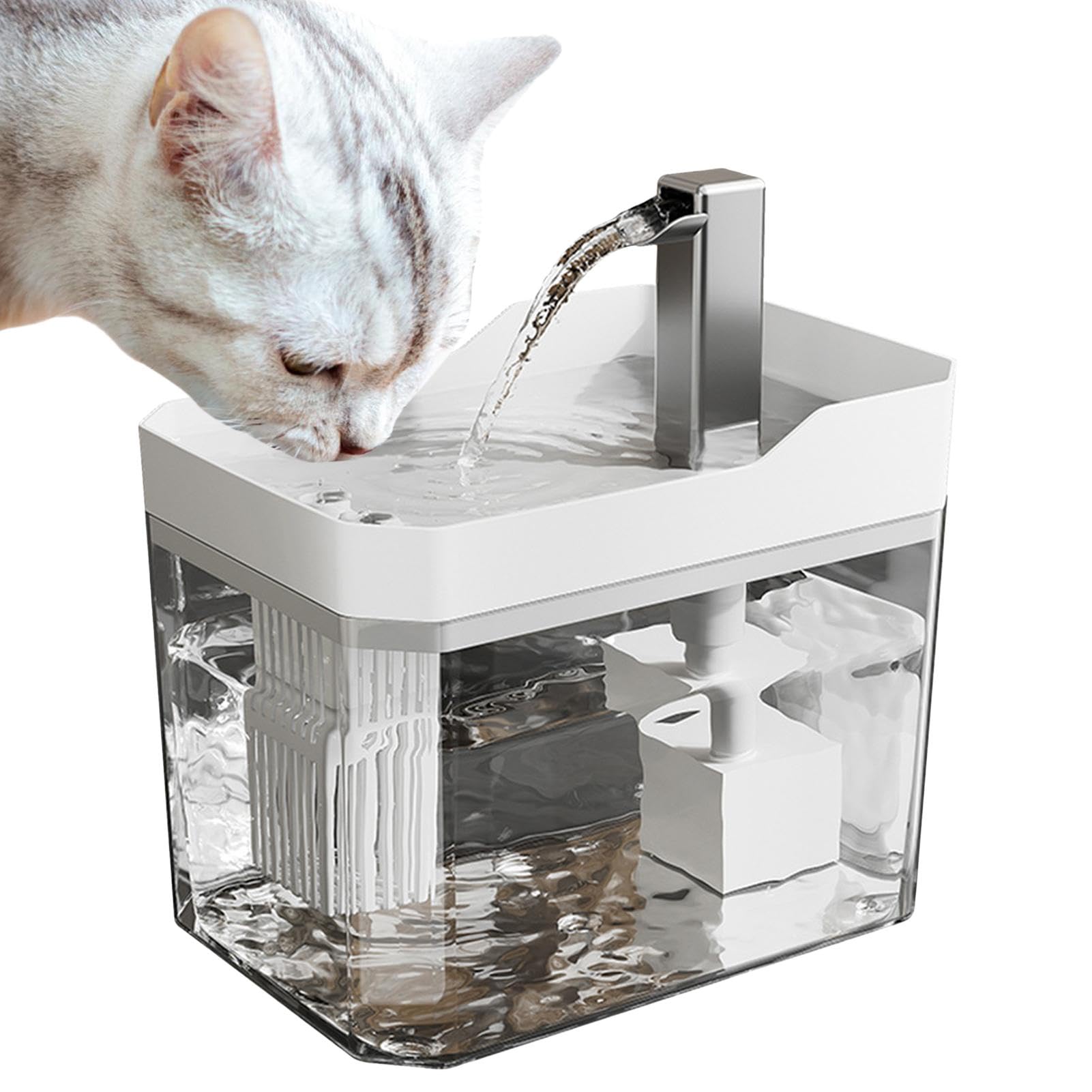 Stainless Steel Cat Fountain, Metal Cat Drinking Fountain Dishwasher Safe, Water dispenser Cats Dogs, Automatic Cat Water Bowl, Pet Supplies Cat Watering, Easy To Use, Portable for Pets