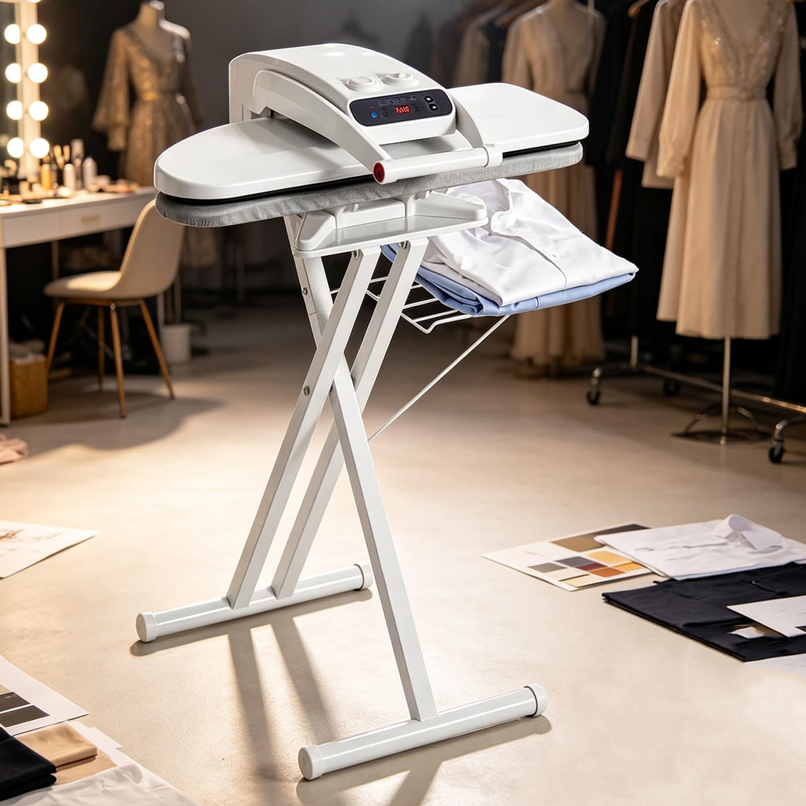 Pressa da Stiro a Vapore Digitale 80x31 Cm, Intelligente da 1800w con 5 Funzioni Regolabili; Non Richiede ASSE da Stiro, Ideale per Uso Domestico E Lavanderie Commerciali Withstand