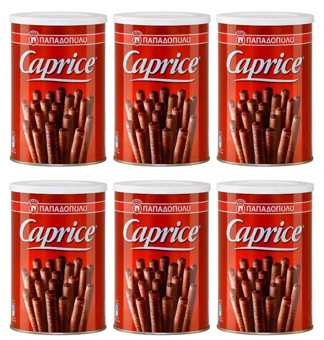 Caprice Waffelröllchen Schoko 6x 400g Papadopoulos aus Griechenland | Griechisches Gebäck | +20ml Jassas Olivenöl