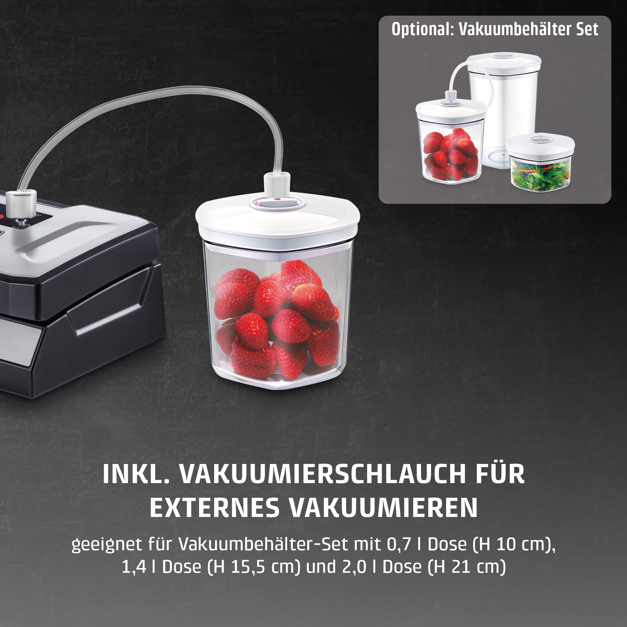 CASO GourmetVAC 280 Vakuumierer, doppelte Schweißnaht, Kolbenpumpe 15L/min, regulierbare Vakuumstärke