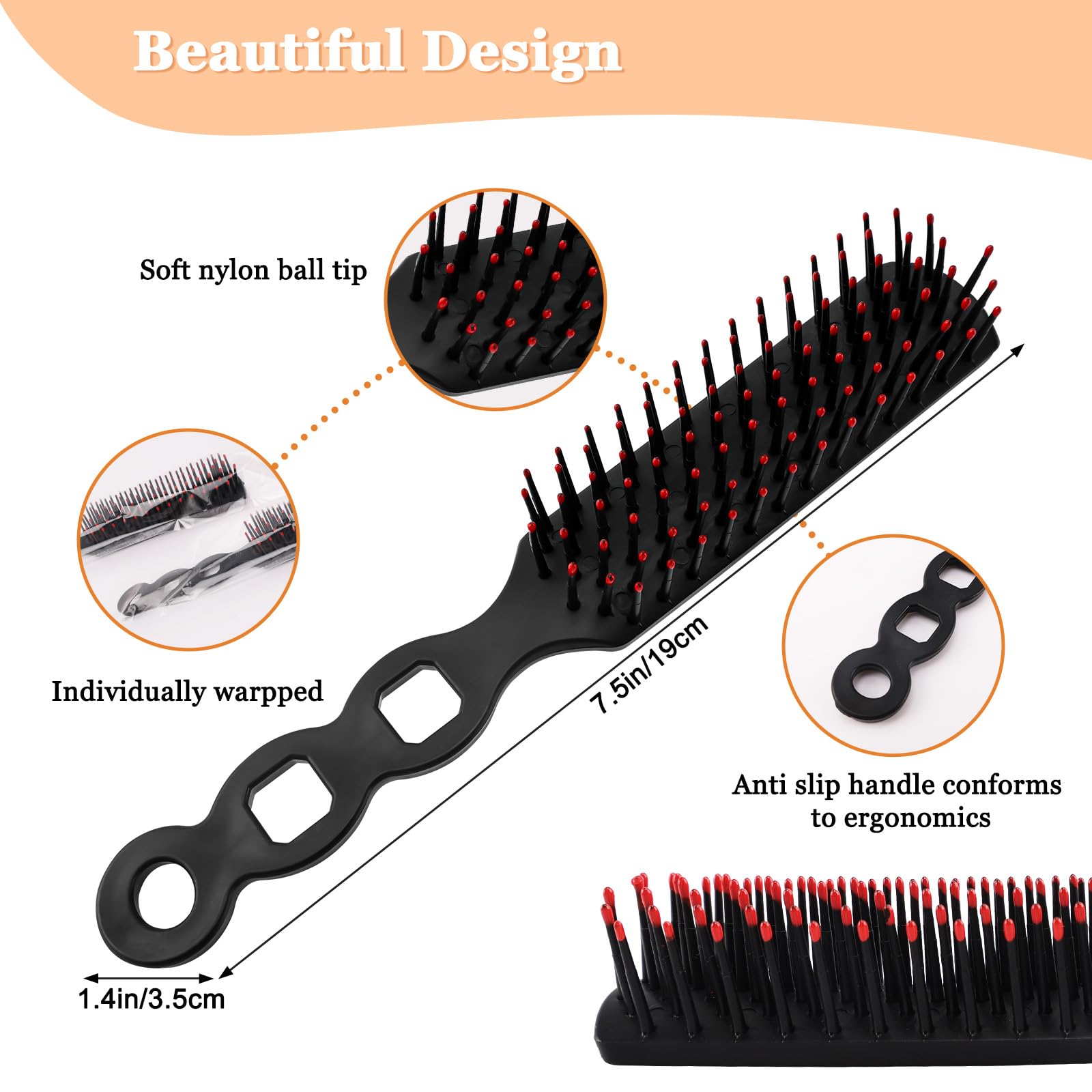 NICEMOVIC Bulk Individually Wrapped Hair Brushes