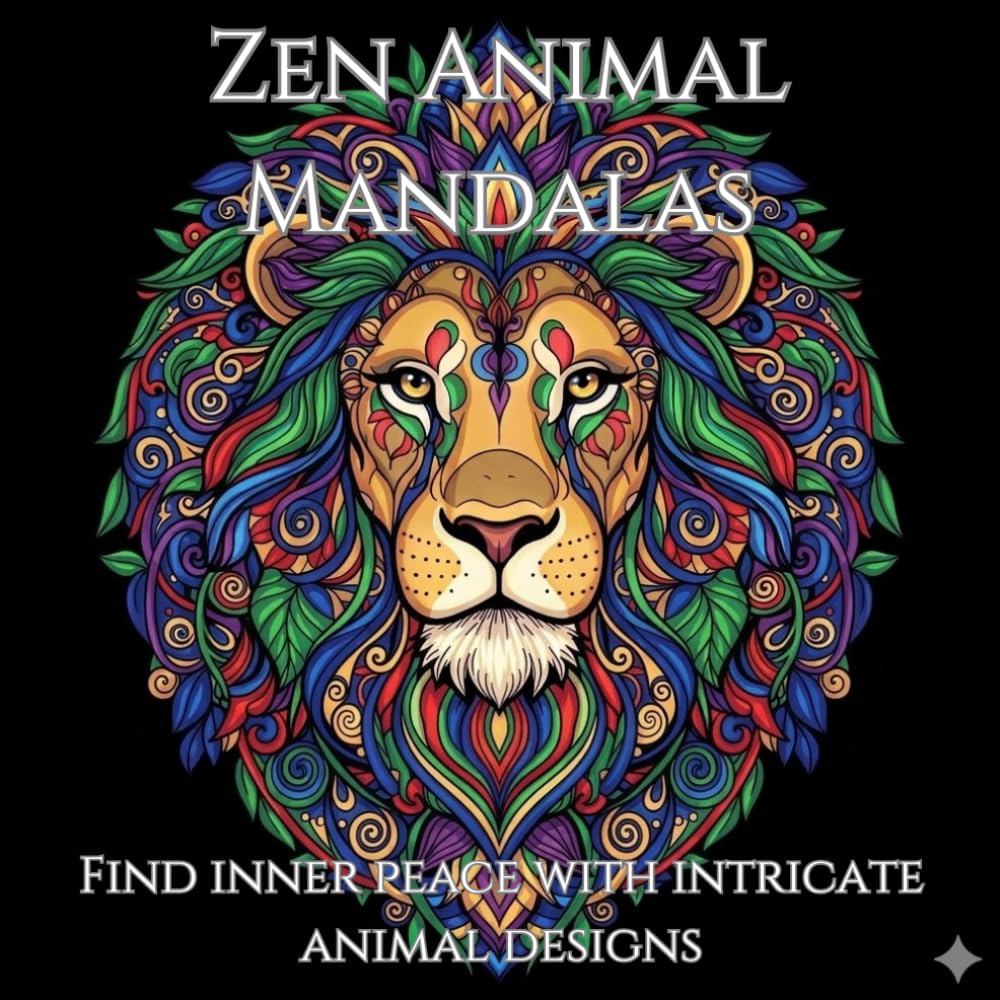 Zen Animal Mandalas Adult Colouring Book For Mind Clarity: Unleash your creativity and find inner peace with intricate animal designs.