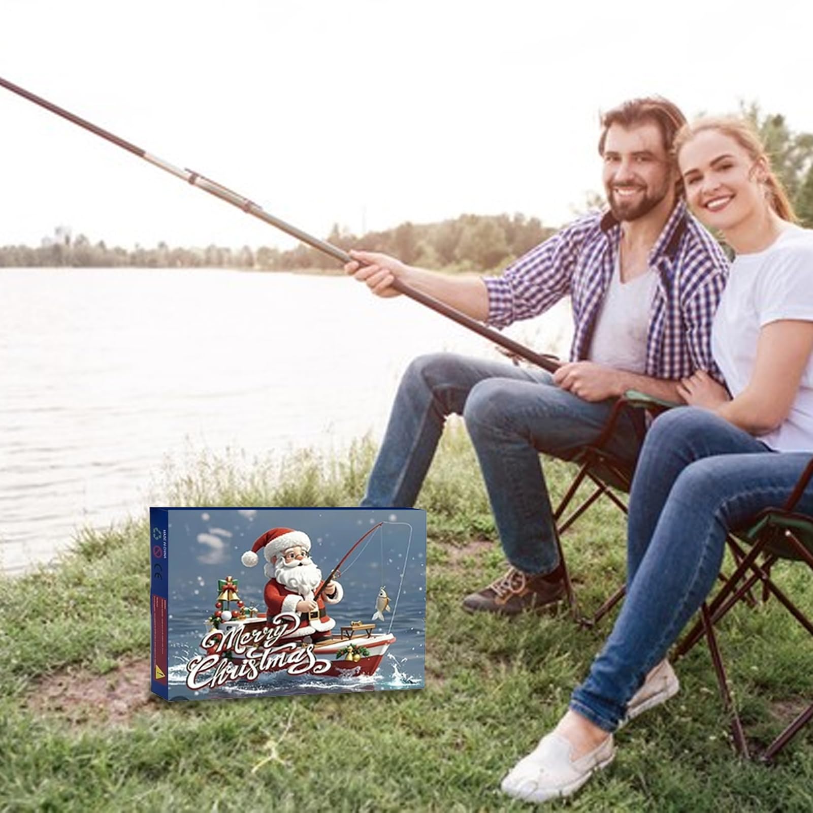 Juguete Navideño de Cuenta Regresiva Decoración y Suministros para el Hogar | Calendario de Cuenta Atrás de 24 Días y Señuelo para Pescar Para Padre, Novio, Abuelo, Tío, Vecino, Abuelo, Esposo, Hi
