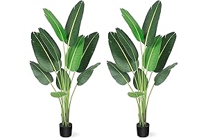 IDEALHOUSE Artificial Banana Plant with Pot, 4ft Tall Artificial Tree Bird of...