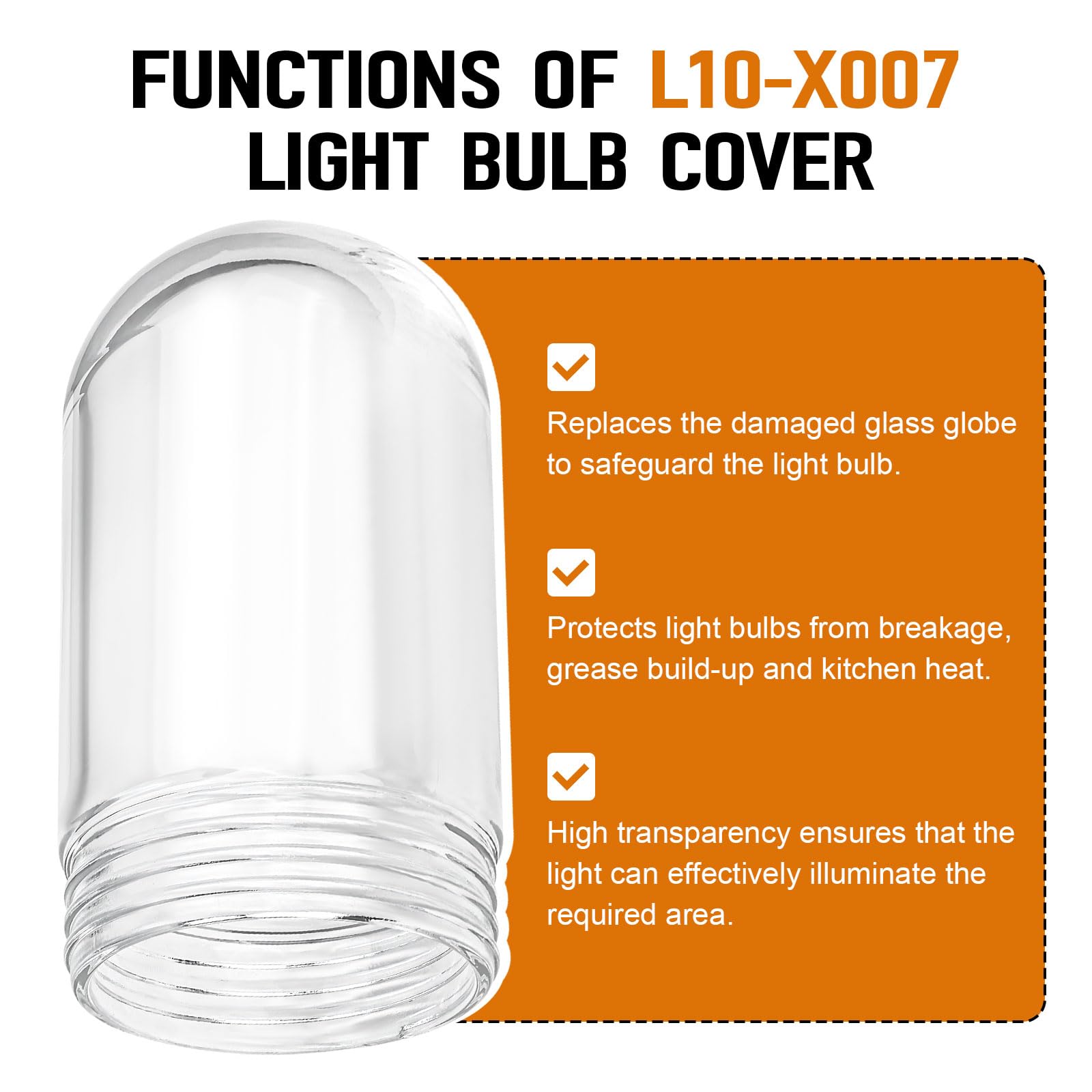 ERETOW L10-X007 Glas-Leuchtmittelabdeckung für begehbare Kühlschränke und Dunstabzugshaubenlampen 31900, bruchsichere Glas-Lichtkugel-Abdeckung, Ersatz für Küche, Außen- und gewerbliche Leuchte