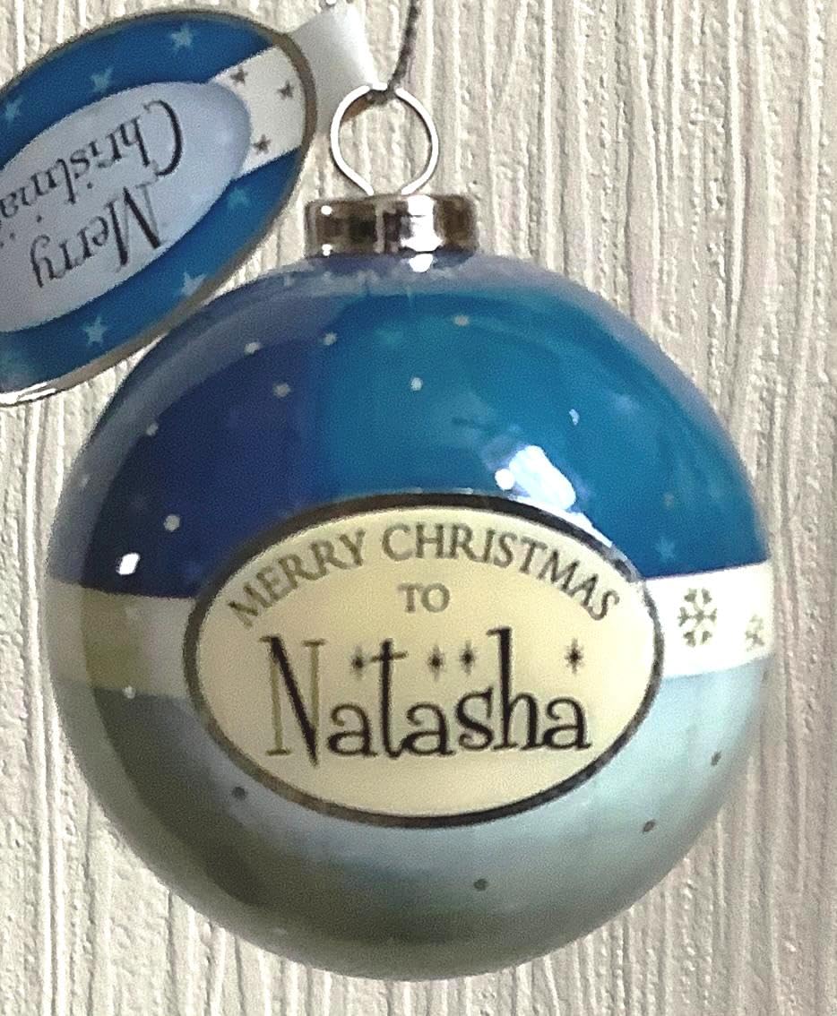 Personalised Multicoloured Name Bauble Christmas Xmas Tree Decoration (Natasha)