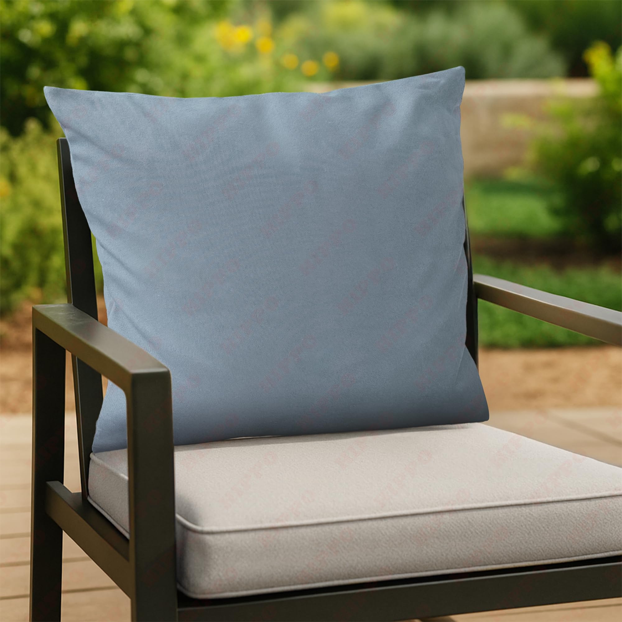 HIPPO Premium Outdoor Cushion in Solution Dyed Polyester for Balcony 12INX20IN,2 PC with Poly Fillers,Waterproof,Non Fading,UV Resist (Dark-Grey)