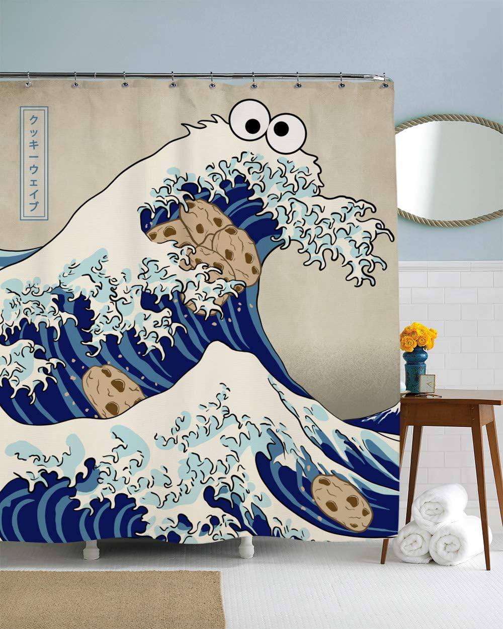 Sharp Shirter Funny Shower Curtain Set Kids Bathroom Decor Japanese Beach Theme Hilarious Cookie Meme 71x74 Hooks Included : Home & Kitchen