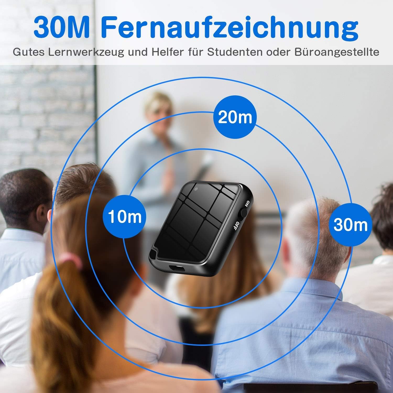 Mini Diktiergerät, TDW Mini Aufnahmegerät 16GB Diktiergerät mit Mikrofon Stimmenaktivierung Klein Abhörgerät Voice Recorder für Aufzeichnung Vorlesung Treffen Interview, Schwarz (16, GB)