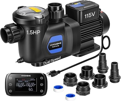 VIVOHOME 1.5HP Pool Pump Dual Speed with Remote Timer 115V