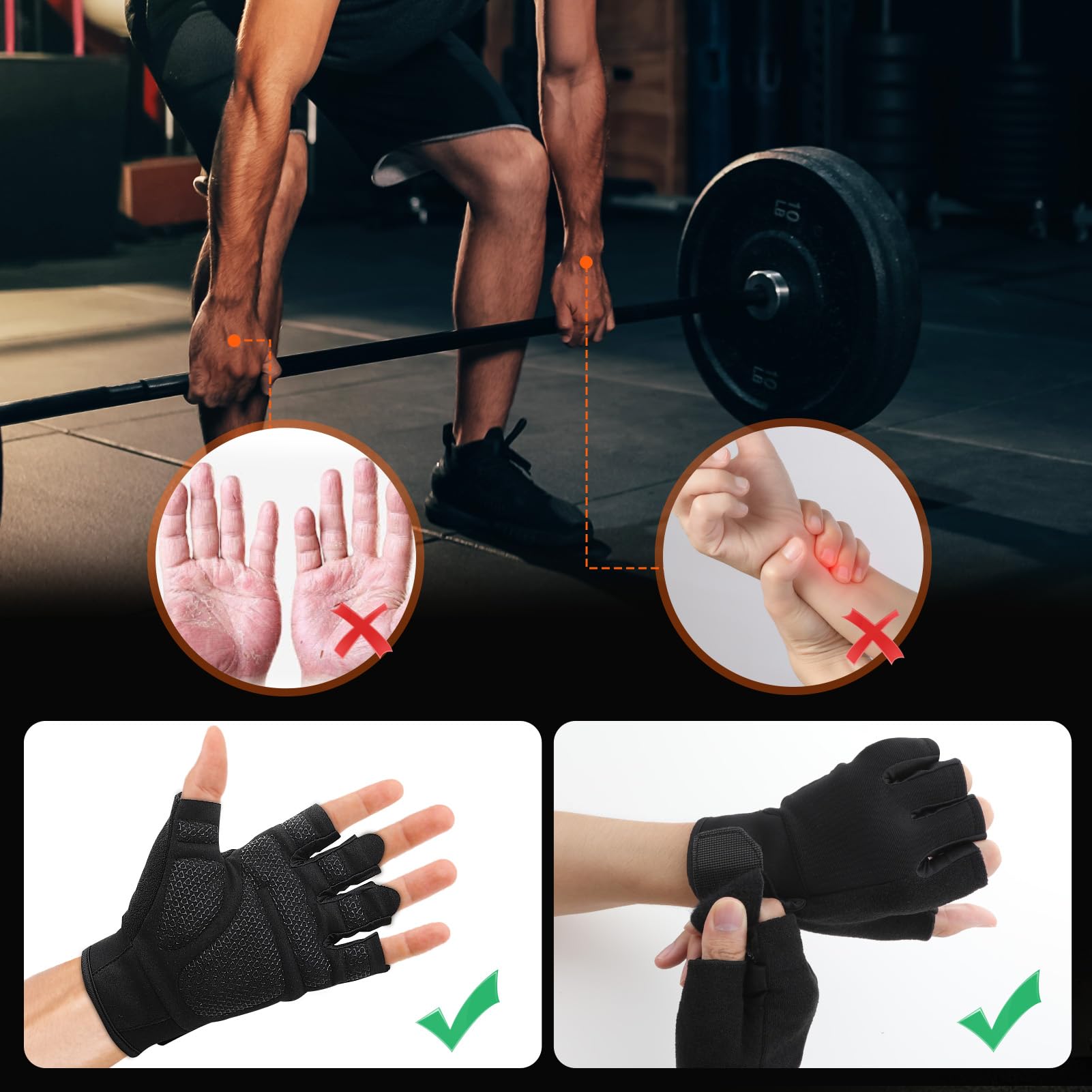 2 Paia Guanti Palestra Unisex - Antiscivolo, Traspiranti, Con Silicone, Per Sollevamento Pesi E Crossfit - Foto 9