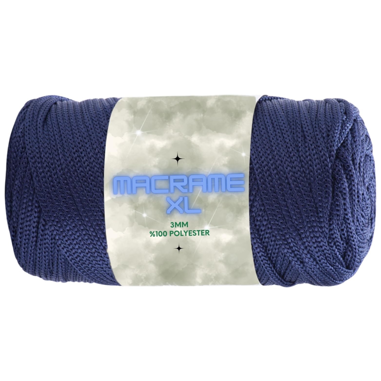 Art of Yarn Polyester Macrame Cord XL 250g 3mm x 142 Yards Crochet Macrame Rope Bag Crafts Wall Polypropylene Hangings Hilo String Twine Rug Thread Gift for Knitting 1 Skein Navy Blue 99162