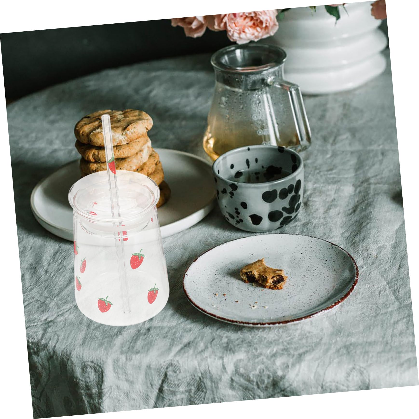 MAGICLULU 4 Set Di Robuste Tazze in Con Cannuccia E Coperchi Eleganti Bicchieri Per Tè Caffè E Latte