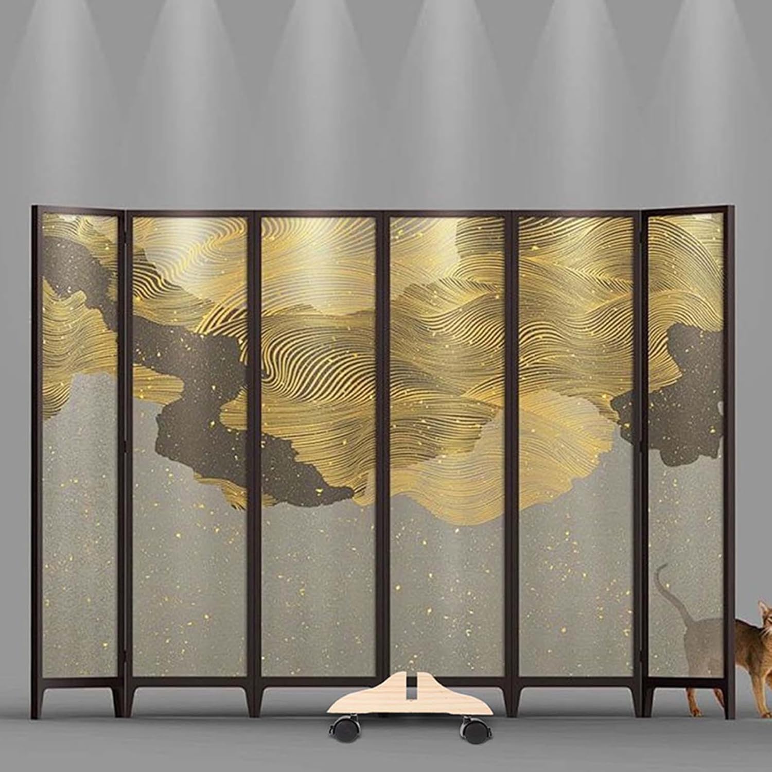 3pcs Room Divider Holder Stand with Wheels, Wood Privacy Screen Panel Support Feet, Room Screen Holder Feet Partition for Gathering Spaces, Holiday and Seasonal Displays