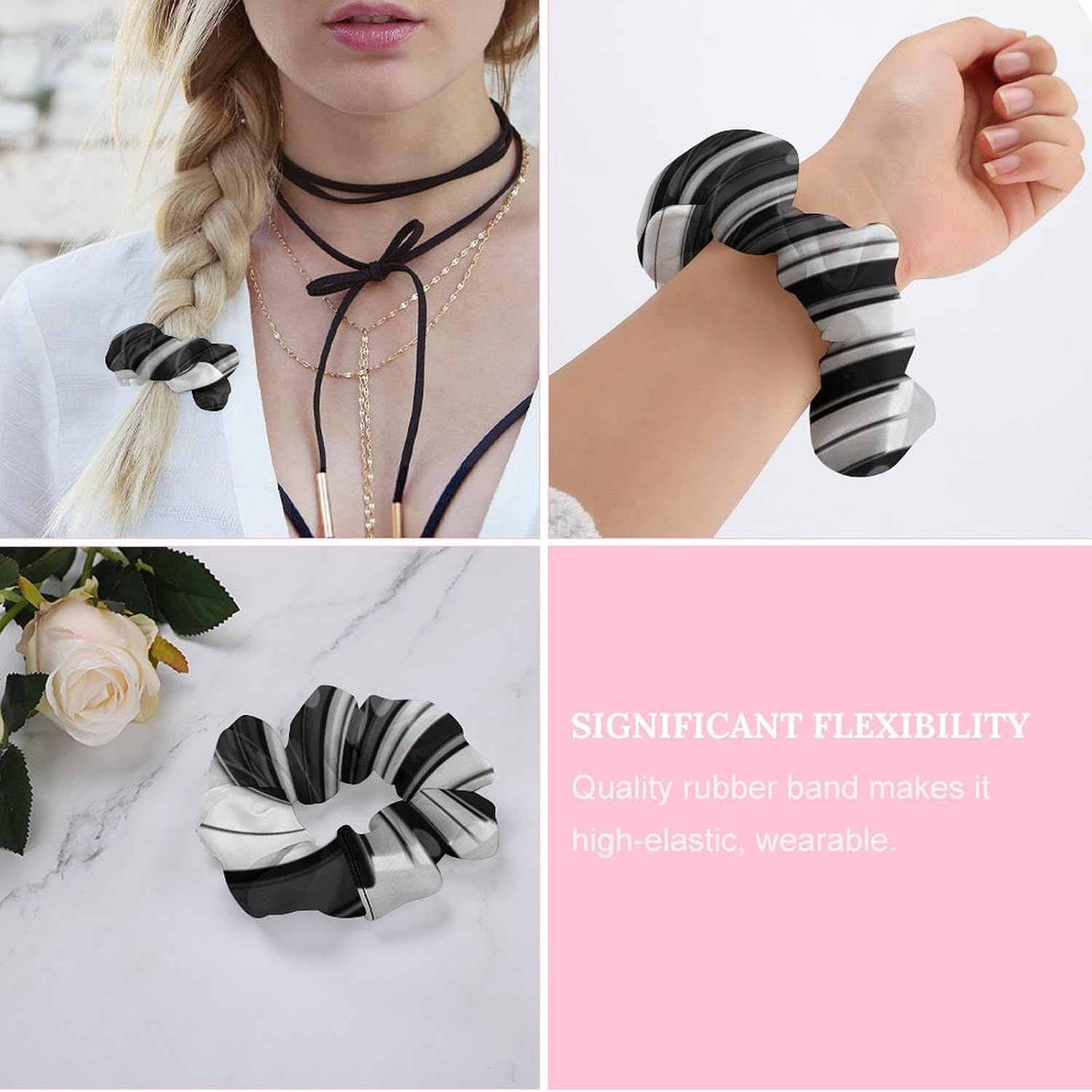 Piano Music Symbol Scrunchies Elastic Hair Bands Exquisite Soft Scrunchie Jumbo Scrunchy Fashion Hair Ties Cute Hair Scrunchies for Women Hair Accessories Gift image 4
