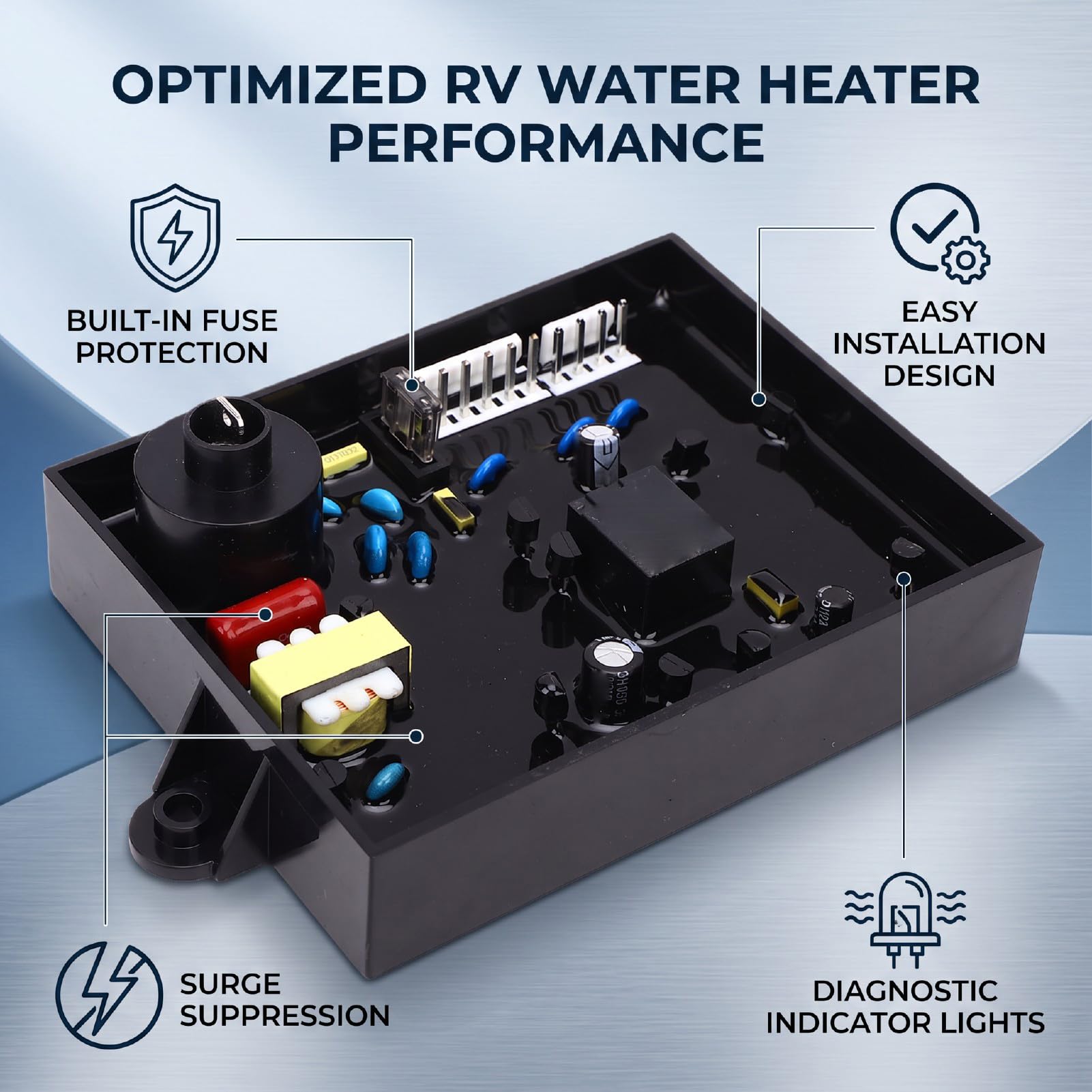 RV Water Heater Control Board, OEM 91365 | Kompatybilny z modelami Atwood, trwały plastik, stal nierdzewna, zoptymalizowana ochrona obwodów